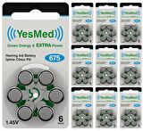 YesMed Extra Power 675 Numara İşitme Cihazı Pili (10 Paket x 6 Adet = 60 Adet Pil)