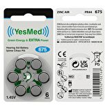 YesMed Extra Power 675 Numara İşitme Cihazı Pili (10 Paket x 6 Adet = 60 Adet Pil)