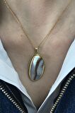 Birinci1926 925 Ayar Gümüş Mother Of Pearl Oval Sedef Kolye