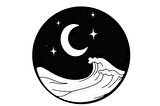 Gece Ay Ve Yıldızlar Duvar Dekor Sticker 40 x 40 cm