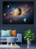 Gezegenler Ve Uzay Dekoratif Kanvas - Mdf Ahşap Tablo