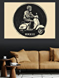 Klasik Vespa Sürücüsü Dekoratif Kanvas - Mdf Ahşap Tablo