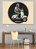 Klasik Vespa Sürücüsü Dekoratif Kanvas - Mdf Ahşap Tablo