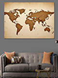 Eski Dünya Haritası Tasarımı Dekoratif Kanvas - Mdf Ahşap Tablo