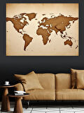 Eski Dünya Haritası Tasarımı Dekoratif Kanvas - Mdf Ahşap Tablo