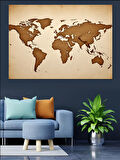 Eski Dünya Haritası Tasarımı Dekoratif Kanvas - Mdf Ahşap Tablo