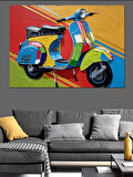Renkli Vespa Ve Gölge Dekoratif Kanvas - Mdf Ahşap Tablo