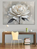 Beyaz Lotus Modern Kompozisyon Dekoratif Kanvas - Mdf Ahşap Tablo