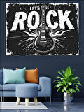 Let’S Rock Gitar Posteri Dekoratif Kanvas - Mdf Ahşap Tablo