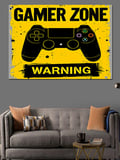 Sarı Uyarılı Gamer Zone Posteri Dekoratif Kanvas - Mdf Ahşap Tablo