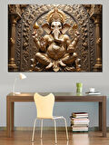 Kabartmalı Altın Ganeşa Heykeli Dekoratif Kanvas - Mdf Ahşap Tablo