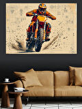 Motokros Yapan Sporcu Adam Dekoratif Kanvas - Mdf Ahşap Tablo