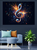 Parlak Nota Işıltı Sembolü Dekoratif Kanvas - Mdf Ahşap Tablo