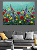 Yazlık Renkli Bahçe Çiçekleri Dekoratif Kanvas - Mdf Ahşap Tablo
