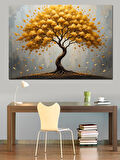 Altın Sarı Hayat Ağacı Dekoratif Kanvas - Mdf Ahşap Tablo