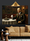 Rakı Ve Mustafa Kemal Atatürk Dekoratif Kanvas - Mdf Ahşap Tablo