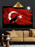 Kurt Ve Türk Bayrağı Dekoratif Kanvas - Mdf Ahşap Tablo