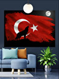 Kurt Ve Türk Bayrağı Dekoratif Kanvas - Mdf Ahşap Tablo