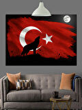 Kurt Ve Türk Bayrağı Dekoratif Kanvas - Mdf Ahşap Tablo