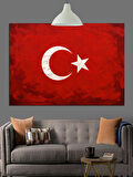 Türk Bayrağı Sade Tasarım Dekoratif Kanvas - Mdf Ahşap Tablo