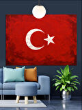 Türk Bayrağı Sade Tasarım Dekoratif Kanvas - Mdf Ahşap Tablo