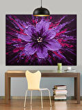Koyu Fon Üzerinde Mor Çiçek Dekoratif Kanvas - Mdf Ahşap Tablo