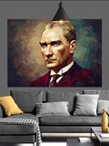 Mustafa Kemal Atatürk Portresi Dekoratif Kanvas - Mdf Ahşap Tablo