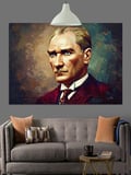 Mustafa Kemal Atatürk Portresi Dekoratif Kanvas - Mdf Ahşap Tablo