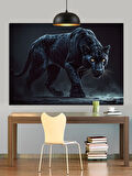 Karanlıkta Yürüyen Kara Panter Dekoratif Kanvas - Mdf Ahşap Tablo