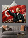 Atatürk Türk Lider Portresi Dekoratif Kanvas - Mdf Ahşap Tablo