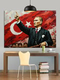 Atatürk Türk Lider Portresi Dekoratif Kanvas - Mdf Ahşap Tablo