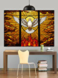 Altın Işıklarla Çevrili Kutsal Güvercin Dekoratif Kanvas - Mdf Ahşap Tablo