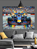Hızlı Yarış Otomobili Formula 1 Pisti Detayı Dekoratif Kanvas - Mdf Ahşap Tablo