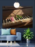 Piyano Tuşları Çiçek Müzik Dekoratif Kanvas - Mdf Ahşap Tablo