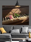 Piyano Tuşları Çiçek Müzik Dekoratif Kanvas - Mdf Ahşap Tablo