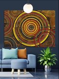 Spiral Soyut Desen Kahverengi Dekoratif Kanvas - Mdf Ahşap Tablo