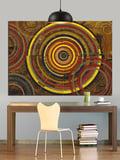 Spiral Soyut Desen Kahverengi Dekoratif Kanvas - Mdf Ahşap Tablo