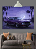 Mor Klasik Araba Plaj Dekoratif Kanvas - Mdf Ahşap Tablo