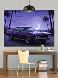 Mor Klasik Araba Plaj Dekoratif Kanvas - Mdf Ahşap Tablo