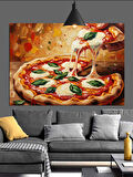Pizza Taze Fesleğen Mozzarella Dekoratif Kanvas - Mdf Ahşap Tablo