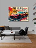 Kanvas Tablo Grafitili Kırmızı Spor Araba 50cmx70cm