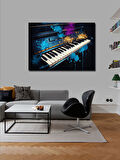 Kanvas Tablo Neon Işıklı Piyano 100cmx140cm