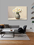 Kanvas Tablo Beyaz Papatya Vazosu 100cmx140cm