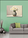 Kanvas Tablo Beyaz Papatya Vazosu 100cmx140cm