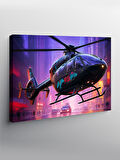 Kanvas Tablo Gece Helikopter Uçuşu 50cmx70cm