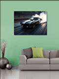 Kanvas Tablo Siyah Spor Araba Pistte 100cmx140cm