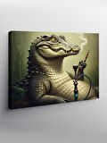 Kanvas Tablo Nargile Yakan Timsah Figürü 100cmx140cm