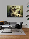 Kanvas Tablo Nargile Yakan Timsah Figürü 100cmx140cm