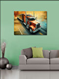Kanvas Tablo Turuncu Tır İllüstrasyonu 50cmx70cm
