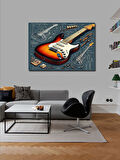 Kanvas Tablo Klasik Elektro Gitar 100cmx140cm